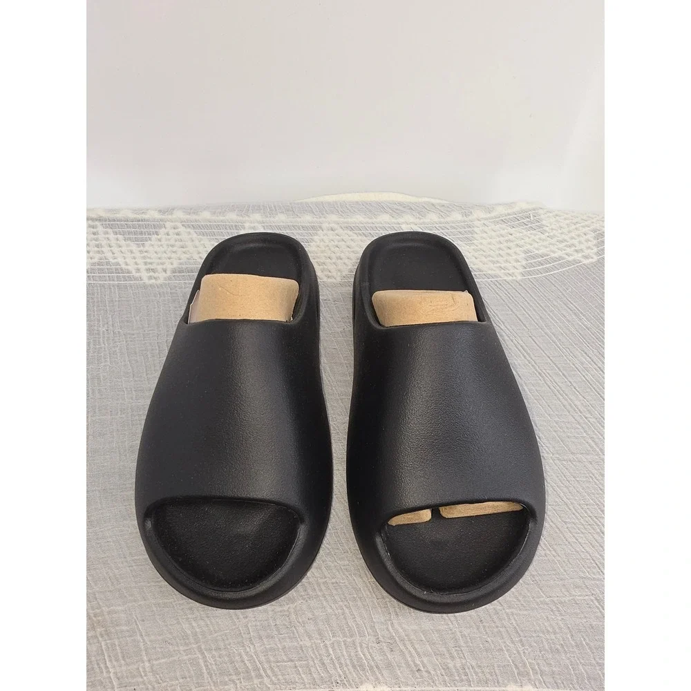 Mens Black Foam Slide Sandals Open Toe Platform Comfort Slides YS-01 Size 10US